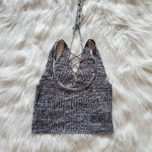 LACE UP KNIT CROPPED TANK
